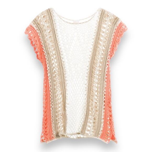 Chico's Womens Sweater Sz 2 L 12 Gloria Colorblock Pullover Crocheted - Picture 6 of 12